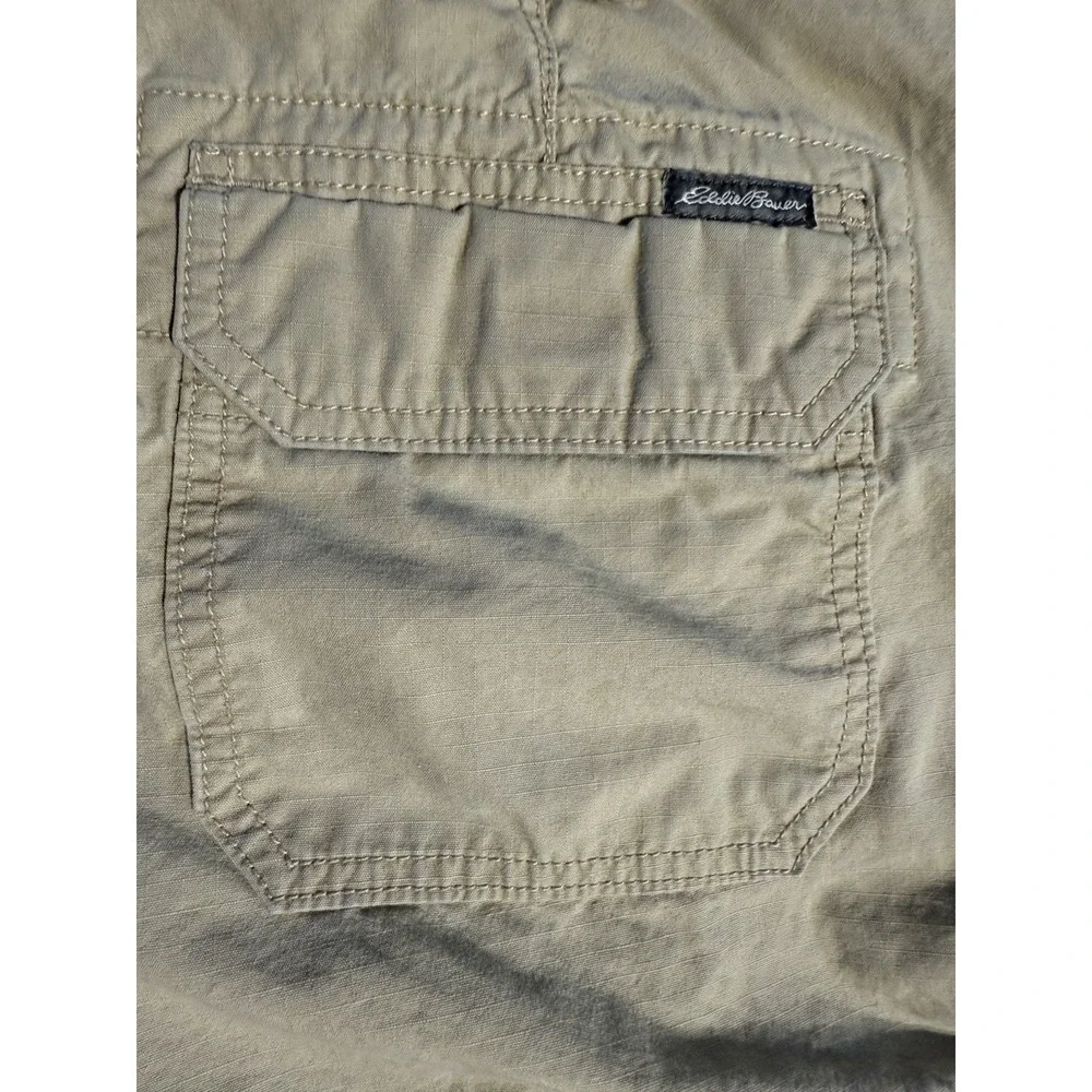 Eddie Bauer Cargo Shorts Mens 38(40) Beige Outdoor Hiking Cotton Pockets Ripstop